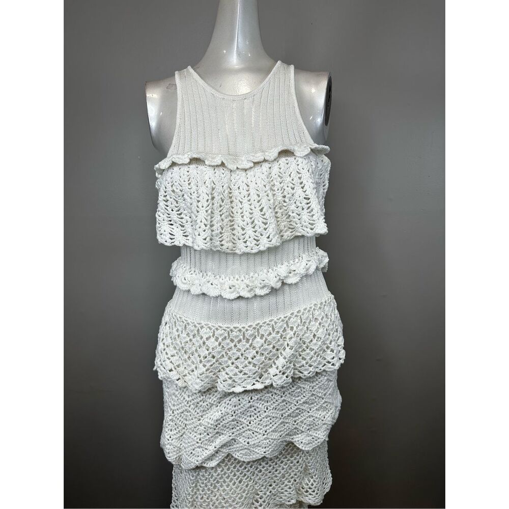 NWT Staud Sorrento Cotton-Blend Ruffle Maxi Dress Size M $995 - Picture 4 of 8